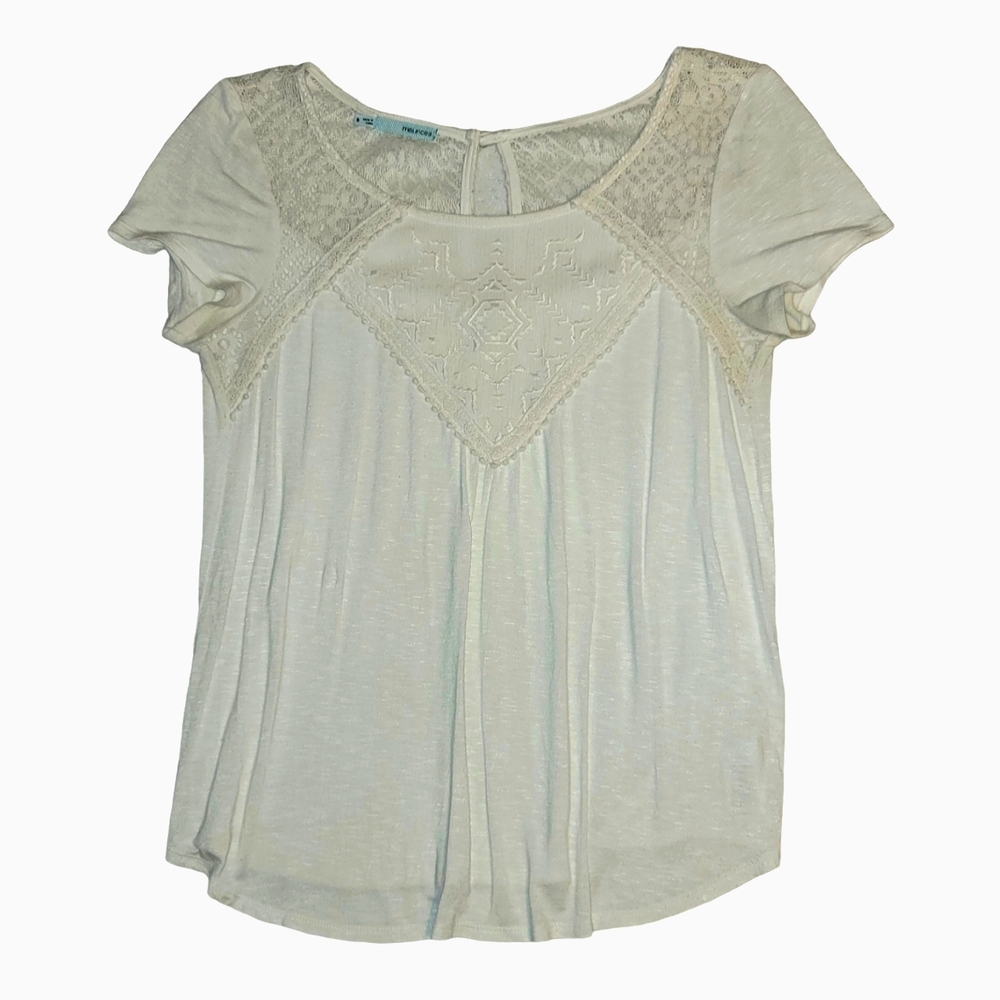 Maurices Cream/Ivory Short Sleeve Shirt Top Size Small